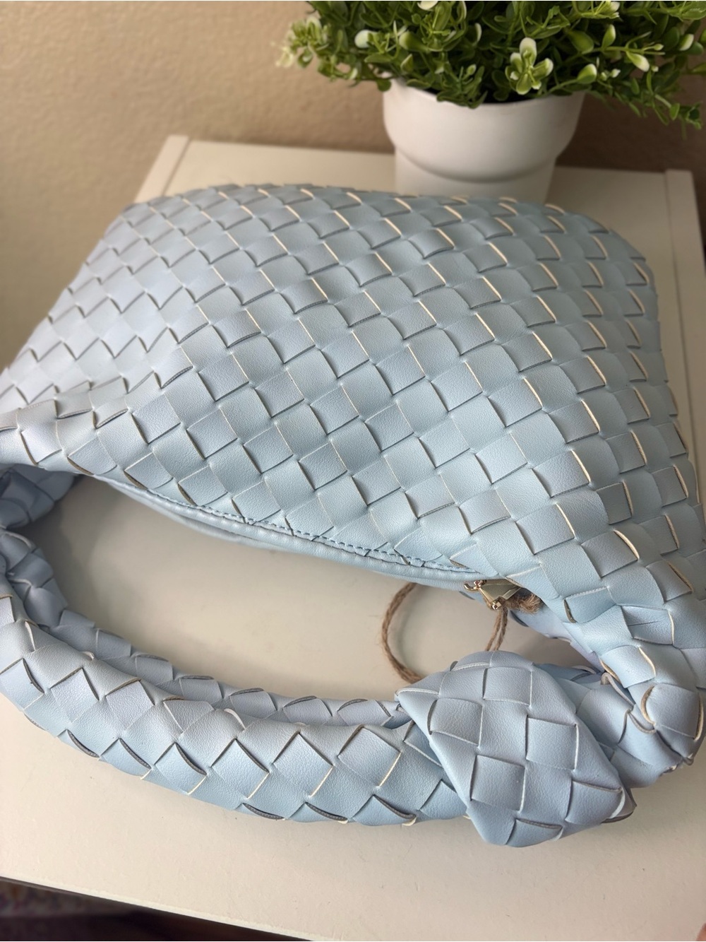 Sincerly Jules Light Blue Woven Hobo Bag - Picture 2 of 12
